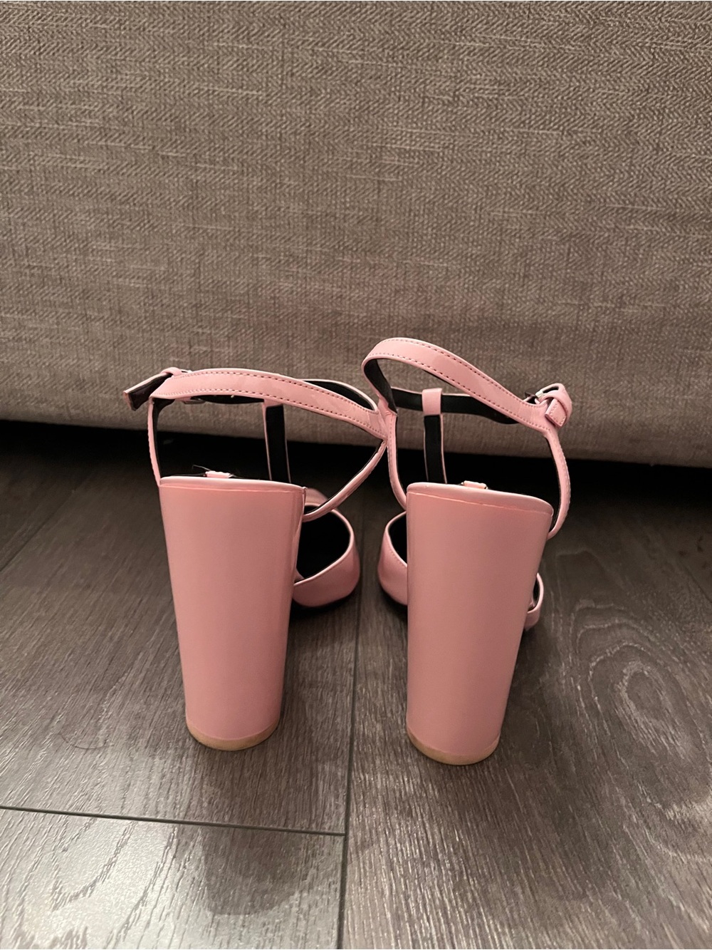 Pink Patent T-Strap Block Heel Pumps - Picture 4 of 5